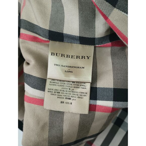 Burberry Women's Black Cotton Sandrigham Long Trench Coat Size 4 US - Picture 6 of 7